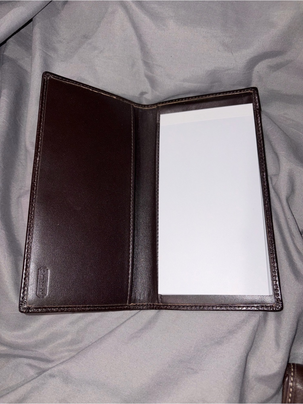 Brown Canvas & Leather Checkbook Holder